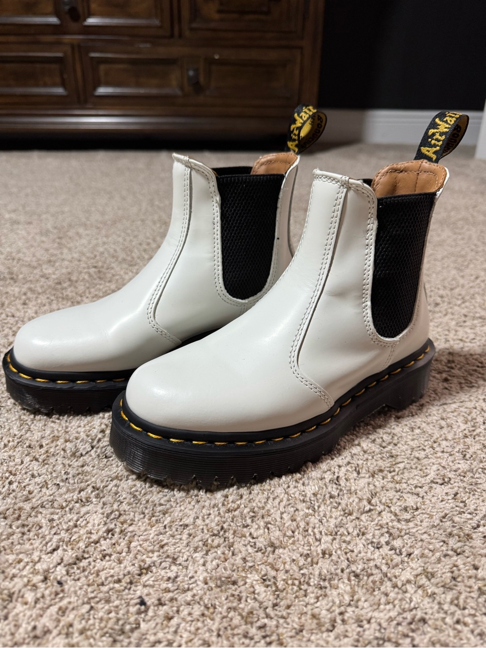 Dr. Martens 2976 BEX Smooth Leather White Chelsea Boots